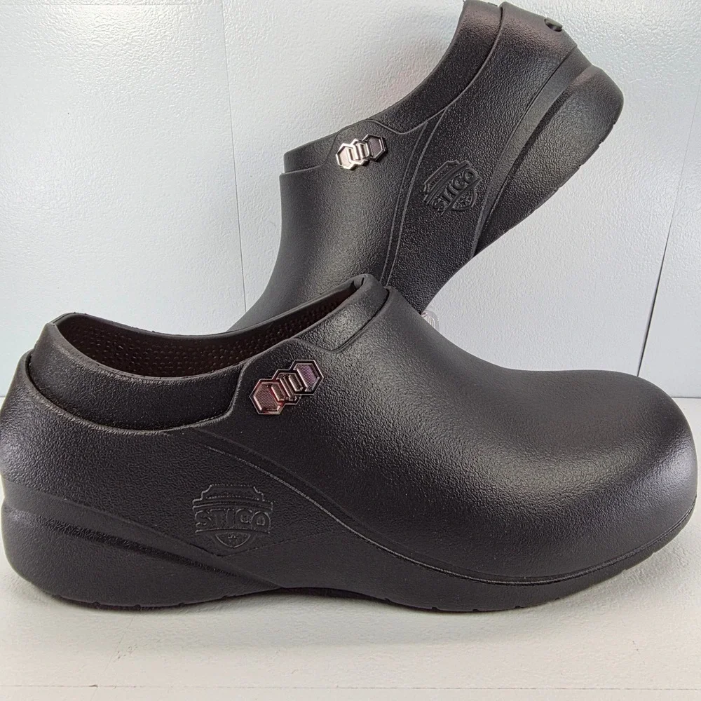 Stico Black Slip Resistant Professional Clogs Work Shoes Men Size 12 Chef NEC03S